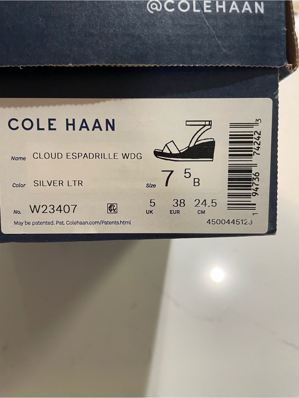 Cole Haan Silver Wedge Espadrille Sandals with Ankle Strap - Picture 5 of 6